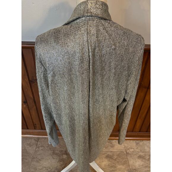 NEW Torrid Womens Open Front Dressy Metallic Silver Long Sleeve Cardigan Size 2 - Picture 5 of 9